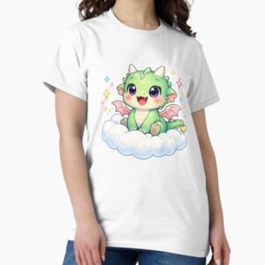Cute Baby Dragon Sitting on a Cloud Kawaii Sticker | Fantasy Dragon | Pastel Chibi Dragon | Magical Cute Sticker