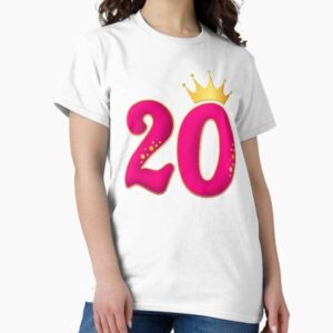 20 Years Old, Birthday party design for girls. Number 20 and crown